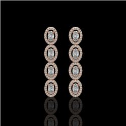 3.84 ctw Oval Cut Diamond Micro Pave Earrings 18K Rose Gold - REF-334W6H