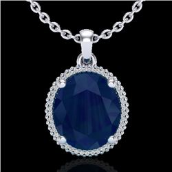 12 ctw Sapphire & Micro Pave VS/SI Diamond Necklace 18k White Gold - REF-93X6A