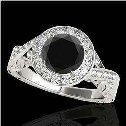 1.75 ctw Certified VS Black Diamond Solitaire Halo Ring 10k White Gold - REF-61X4A
