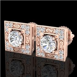 1.63 ctw VS/SI Diamond Solitaire Art Deco Stud Earrings 18k Rose Gold - REF-254M5G