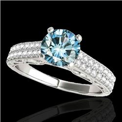 1.91 ctw SI Certified Blue Diamond Solitaire Antique Ring 10k White Gold - REF-185R5K