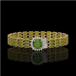 28.56 ctw Tourmaline & Diamond Bracelet 14K Yellow Gold - REF-404R8K