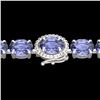 Image 1 : 32 ctw Tanzanite & VS/SI Diamond Micro Bracelet 14k White Gold - REF-328M9G
