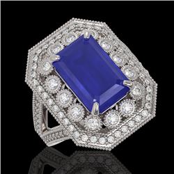 7.11 ctw Certified Sapphire & Diamond Victorian Ring 14K White Gold - REF-171H5R