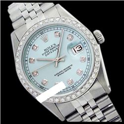 Rolex Men's Stainless Steel, QuickSet, Diamond Dial & Diamond Bezel