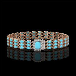 19.27 ctw Turquoise & Diamond Bracelet 14K Rose Gold - REF-318G2W