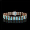 Image 3 : 19.27 ctw Turquoise & Diamond Bracelet 14K Rose Gold - REF-318G2W