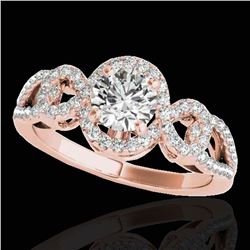 1.38 ctw Certified Diamond Solitaire Halo Ring 10k Rose Gold - REF-188W2H