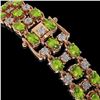 Image 3 : 15.64 ctw Peridot & Diamond Row Bracelet 10K Rose Gold - REF-209X3A