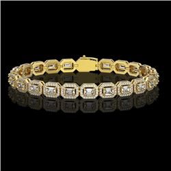 8.83 ctw Emerald Cut Diamond Micro Pave Bracelet 18K Yellow Gold - REF-1051A2N