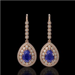 10.15 ctw Sapphire & Diamond Victorian Earrings 14K Rose Gold - REF-272F2M