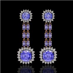 20.06 ctw Tanzanite & Diamond Earrings 14K Rose Gold - REF-469N6F