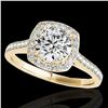 Image 1 : 1.4 ctw Certified Diamond Solitaire Halo Ring 10k Yellow Gold - REF-190G9W