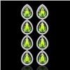 Image 1 : 8.4 ctw Peridot & Diamond Micro Pave Halo Earrings 10k White Gold - REF-172H2R