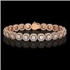 Image 1 : 8.83 ctw Cushion Cut Diamond Micro Pave Bracelet 18K Rose Gold - REF-770A8N