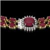 Image 3 : 43.97 ctw Ruby & Diamond Necklace 14K Yellow Gold - REF-527G3W