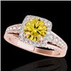 Image 1 : 2 ctw Certified SI/I Fancy Intense Yellow Diamond Halo Ring 10k Rose Gold - REF-259Y3X