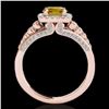 Image 2 : 2 ctw Certified SI/I Fancy Intense Yellow Diamond Halo Ring 10k Rose Gold - REF-259Y3X