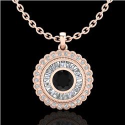 2.11 ctw Fancy Black Diamond Art Deco Stud Necklace 18k Rose Gold - REF-180Y2X