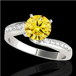 1.15 ctw Certified SI Intense Yellow Diamond Bypass Ring 10k White Gold - REF-184H3R