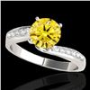 Image 1 : 1.15 ctw Certified SI Intense Yellow Diamond Bypass Ring 10k White Gold - REF-184H3R