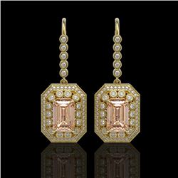 12.1 ctw Morganite & Diamond Victorian Earrings 14K Yellow Gold - REF-410K4Y