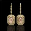 Image 1 : 12.1 ctw Morganite & Diamond Victorian Earrings 14K Yellow Gold - REF-410K4Y