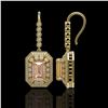 Image 2 : 12.1 ctw Morganite & Diamond Victorian Earrings 14K Yellow Gold - REF-410K4Y