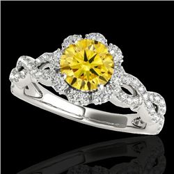 1.69 ctw Certified SI/I Fancy Intense Yellow Diamond Ring 10k White Gold - REF-197G8W