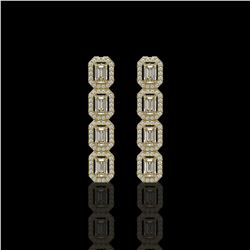 3.84 ctw Emerald Cut Diamond Micro Pave Earrings 18K Yellow Gold - REF-459F8M