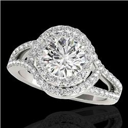 2.15 ctw Certified Diamond Solitaire Halo Ring 10k White Gold - REF-257H8R