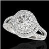 Image 1 : 2.15 ctw Certified Diamond Solitaire Halo Ring 10k White Gold - REF-257H8R