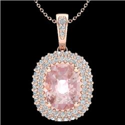 2.75 ctw Morganite & Micro Pave VS/SI Diamond Necklace 14k Rose Gold - REF-89Y3X