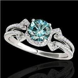 1.36 ctw SI Certified Fancy Blue Diamond Solitaire Ring 10k White Gold - REF-126R8K