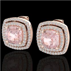 3.95 ctw Morganite & Micro Pave VS/SI Diamond Earrings 14k Rose Gold - REF-106K2Y