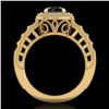 Image 3 : 1.53 ctw Fancy Black Diamond Engagment Art Deco Ring 18k Yellow Gold - REF-127H3R