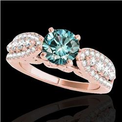 2 ctw SI Certified Fancy Blue Diamond Solitaire Ring 10k Rose Gold - REF-190N9F