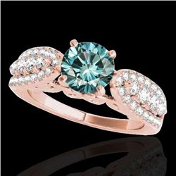 2 ctw SI Certified Fancy Blue Diamond Solitaire Ring 10k Rose Gold - REF-190N9F