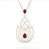 Image 3 : 3.20 ctw Ruby & Micro Pave Diamond Heart Necklace 14k Yellow Gold - REF-212F8M