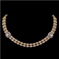 37.49 ctw Morganite & Diamond Necklace 14K Yellow Gold - REF-527N3F