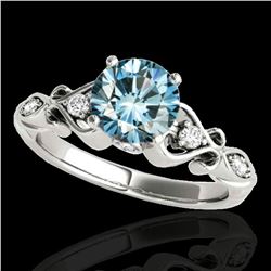 1.15 ctw SI Certified Fancy Blue Diamond Antique Ring 10k White Gold - REF-117Y3X