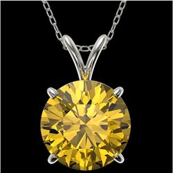 2.50 ctw Certified Intense Yellow Diamond Necklace 10k White Gold - REF-478X6A