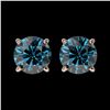 Image 1 : 1.57 ctw Certified Intense Blue Diamond Stud Earrings 10k Rose Gold - REF-104R3K