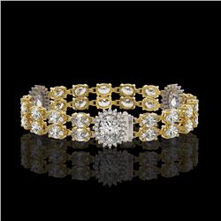 14.86 ctw Rare Oval Diamond Bracelet 18K Yellow Gold - REF-2152N8F