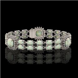 16.55 ctw Opal & Diamond Bracelet 14K White Gold - REF-286K2Y