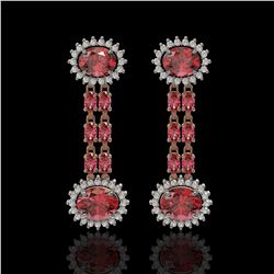 8.69 ctw Tourmaline & Diamond Earrings 14K Rose Gold - REF-227H3R