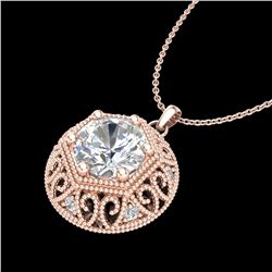 1.11 ctw VS/SI Diamond Solitaire Art Deco Stud Necklace 18k Rose Gold - REF-285N2F
