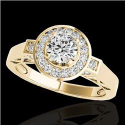 1.5 ctw Certified Diamond Solitaire Halo Ring 10k Yellow Gold - REF-204G5W