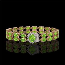 17.26 ctw Peridot & Diamond Bracelet 14K Rose Gold - REF-263K6Y