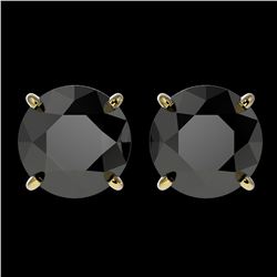 3.10 ctw Fancy Black Diamond Solitaire Stud Earrings 10k Yellow Gold - REF-60G3W